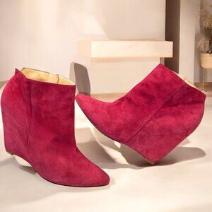 Cole Haan Pink Fuchsia Suede‎ Air Technology Hidden Wedge Booties